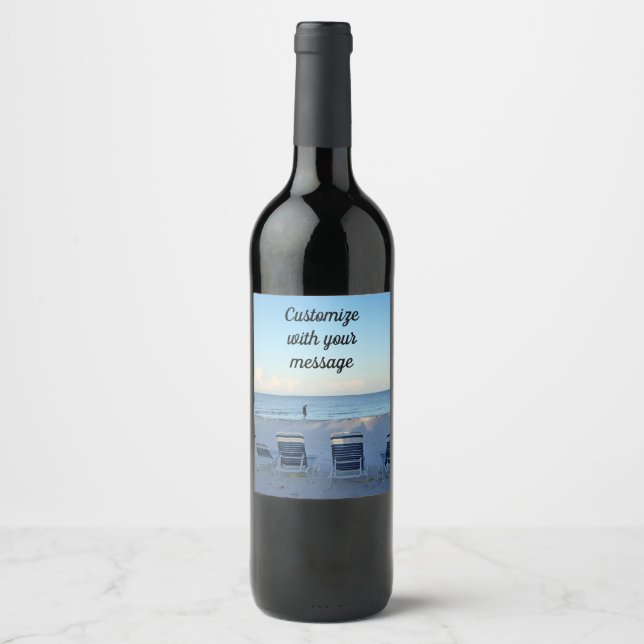 Étiquette Pour Bouteilles De Vin Promenade sur la plage (Devant)