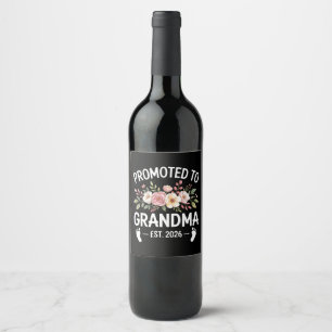 Étiquette Pour Bouteilles De Vin Promue grand-mère 2026 Première fois Nana Floral