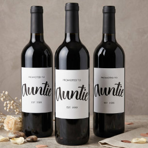 Étiquette Pour Bouteilles De Vin Promue Tante Année Personnalisée Blanche