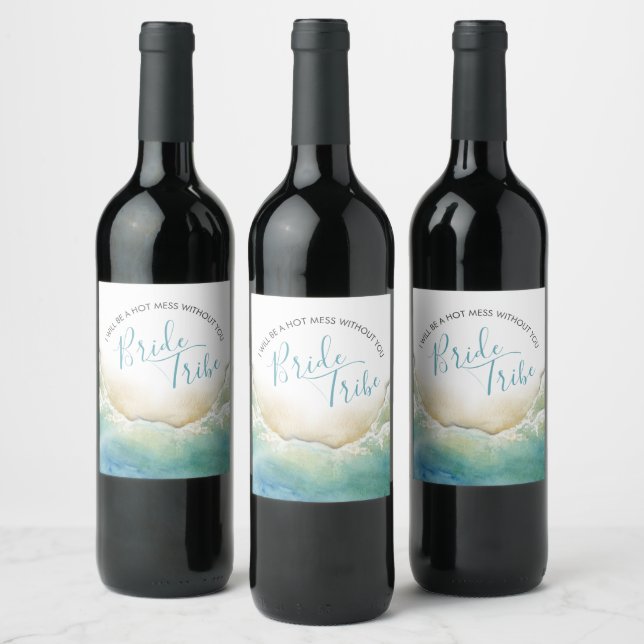 Étiquette Pour Bouteilles De Vin Proposition d'aide d'urgence de la plage Watercolo (Bouteilles)