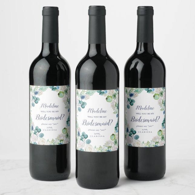 Étiquette Pour Bouteilles De Vin Proposition d'aide-mémoire aux fleurs blanches cla (Bouteilles)