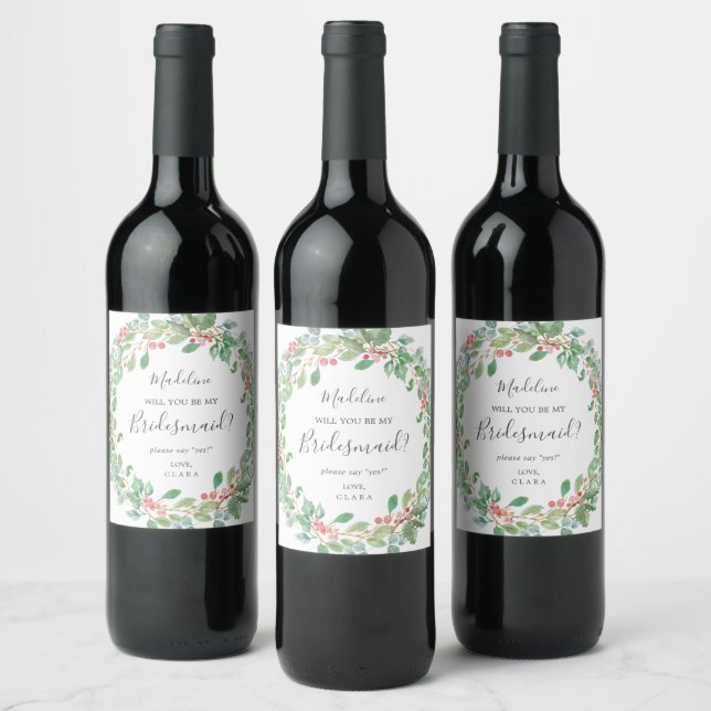 Étiquette Pour Bouteilles De Vin Proposition d'aide-mémoire de Noël verte (Bouteilles)