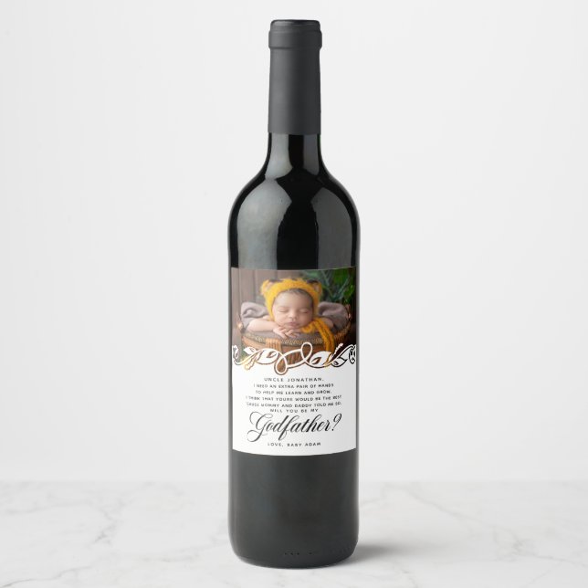Étiquette Pour Bouteilles De Vin Proposition de photo élégante du parrain (Devant)