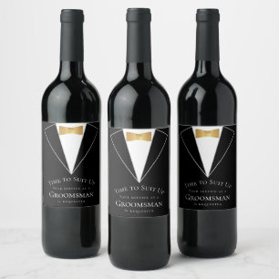 Étiquette Pour Bouteilles De Vin Proposition Groomsman Black Faux Gold Time pour co