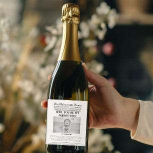 Étiquette Pour Bouteilles De Vin Proposition moderne Godparent Journal Baptême