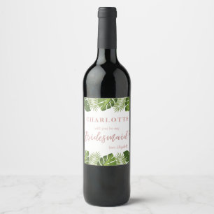 Étiquette Pour Bouteilles De Vin Proposition tropicale de demoiselle d'honneur d'or