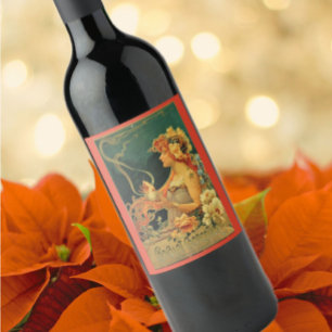Étiquette Pour Bouteilles De Vin Publicité Art nouveau chocolat chaud floral