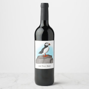 Étiquette Pour Bouteilles De Vin Puffin à main fine