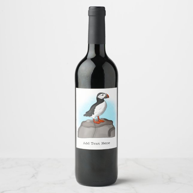 Étiquette Pour Bouteilles De Vin Puffin à main fine (Devant)