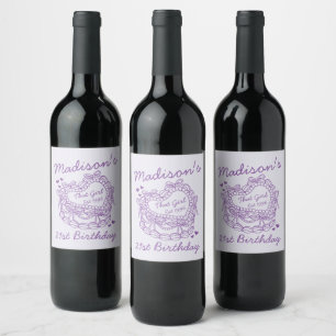 Étiquette Pour Bouteilles De Vin Purple Cette Fille Coeur Coquette Gâteau Anniversa
