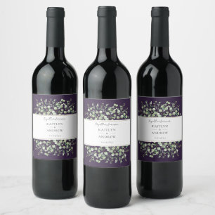 Étiquette Pour Bouteilles De Vin Purple Eucalyptus Ensemble Pour toujours Mariage