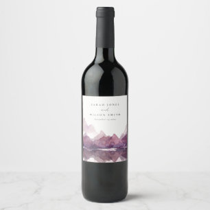 Étiquette Pour Bouteilles De Vin Purple Lilac Watercolor Mariage du lac Mountain