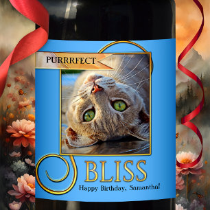 Étiquette Pour Bouteilles De Vin Purrfect Bliss Funny Cat Vin Étiquette