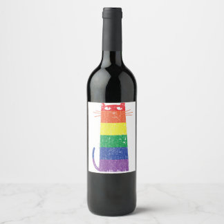 Étiquette Pour Bouteilles De Vin Purride Shirt LGBT Drôle Gay pride Chat Saying Gra