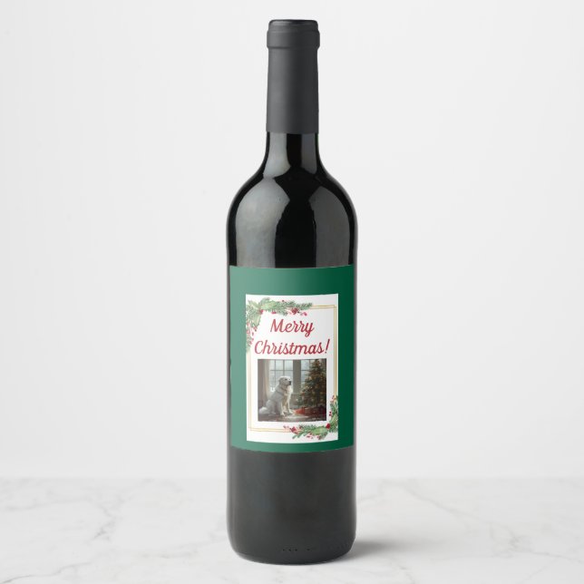 Étiquette Pour Bouteilles De Vin Pyrenees Christmas Wine Bottle Label (Devant)
