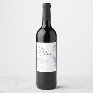 Étiquette Pour Bouteilles De Vin Quelque chose de bleu simple Botanique M & Mme Mar