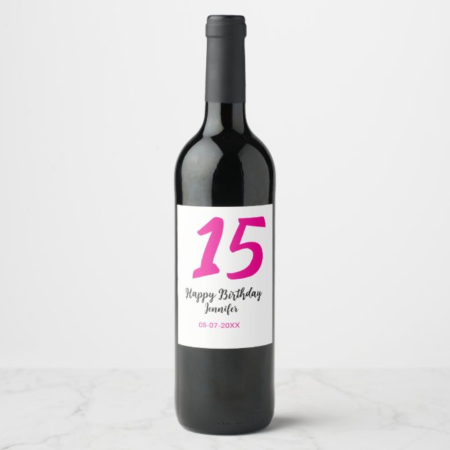 Étiquette Pour Bouteilles De Vin quiencenera 15e anniversaire ajouter date année te (Devant)