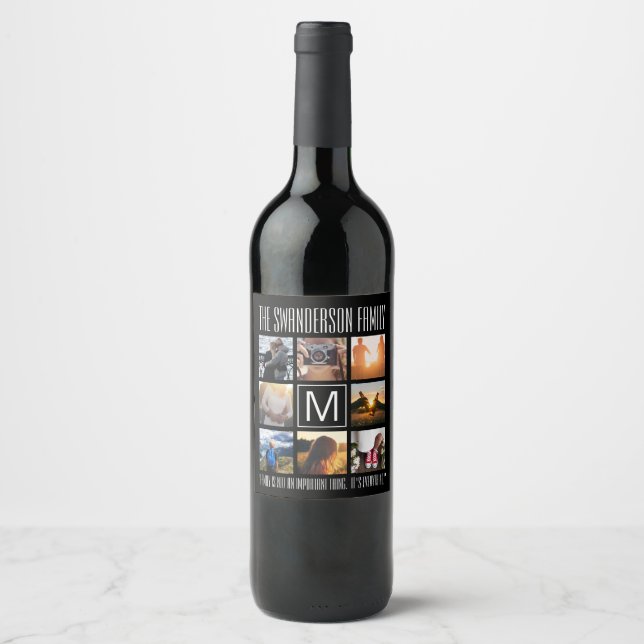 Étiquette Pour Bouteilles De Vin Quote de trame Monogramme 8 (Devant)