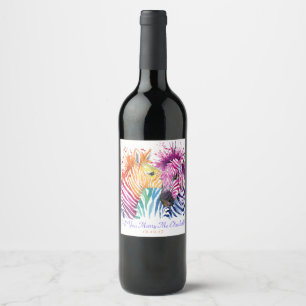 Étiquette Pour Bouteilles De Vin Rainbow Zebra Marry Me Vin Étiquette