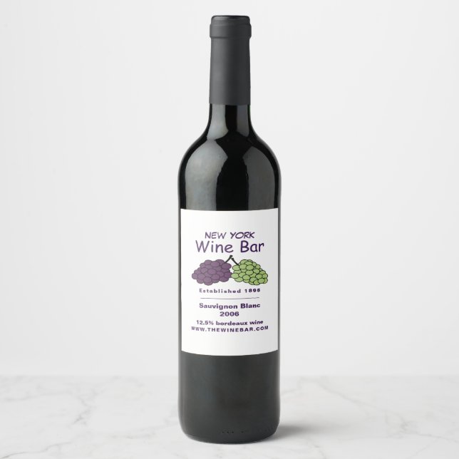 Étiquette Pour Bouteilles De Vin Raisin de la vigne, Bar à vin/Cave vinicole (Devant)