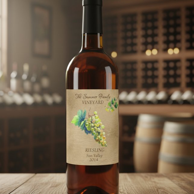 Étiquette Pour Bouteilles De Vin Raisins de vigne personnalisés de millésime de vin (Créateur téléchargé)