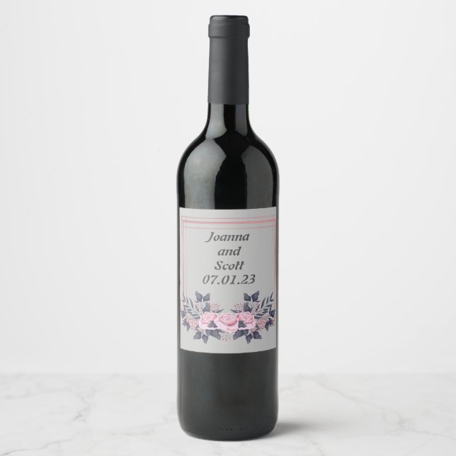 Étiquette Pour Bouteilles De Vin Raisins de vin Fleurs personnalisées Rouge Blanc (Devant)