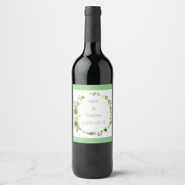 Étiquette Pour Bouteilles De Vin Raisins de vin Fleurs personnalisées Rouge Blanc (Devant)