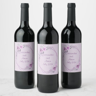 Étiquette Pour Bouteilles De Vin Raisins de vin Fleurs personnalisées violet