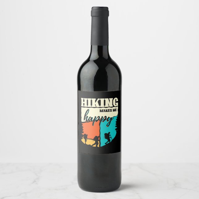 Étiquette Pour Bouteilles De Vin Randonnée Me Rend Heureux (Devant)