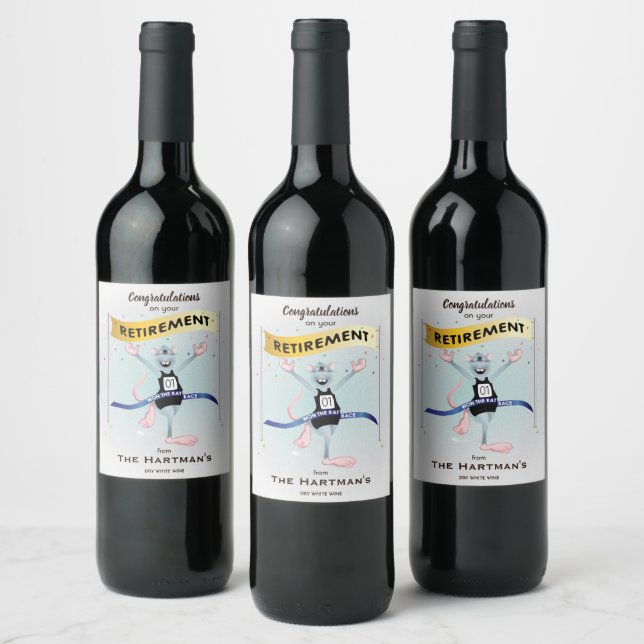 Étiquette Pour Bouteilles De Vin Rat Race Drôle Retraite (Bouteilles)