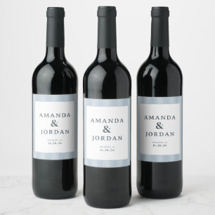 Étiquette Pour Bouteilles De Vin Rayures Bleues Élégantes
