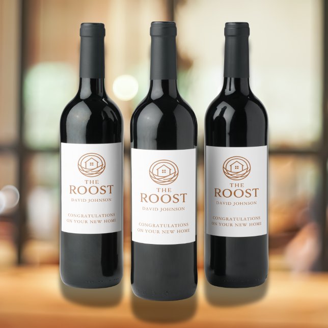 Étiquette Pour Bouteilles De Vin Real Estate Logo Housewarming Marketing (Real Estate Logo Housewarming Marketing Wine Label)