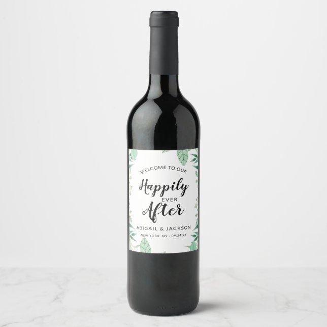 Étiquette Pour Bouteilles De Vin Réception de mariage Bienvenue à Happily Ever Aprè (Devant)