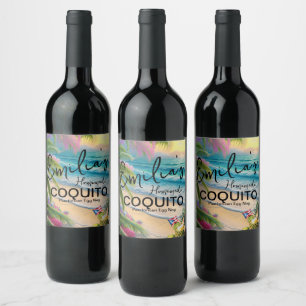 Étiquette Pour Bouteilles De Vin Recette de Coquito Boisson au lait de poule Vagues
