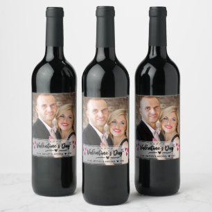 Étiquette Pour Bouteilles De Vin Red Pink Scribbled Hearts Saint-Valentin Photo