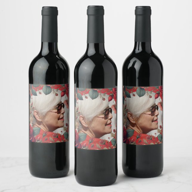 Étiquette Pour Bouteilles De Vin Red Roses PHOTO Memorial Keepsaké Sentimental (Bouteilles)
