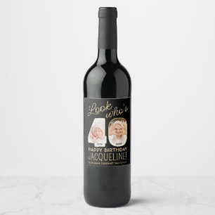 Étiquette Pour Bouteilles De Vin Regardez qui a 40 ans Fête d'anniversaire avec 2 p