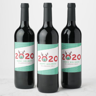 Étiquette Pour Bouteilles De Vin Reindeer Masqué Humoristique 2020 Fêtes Personnali