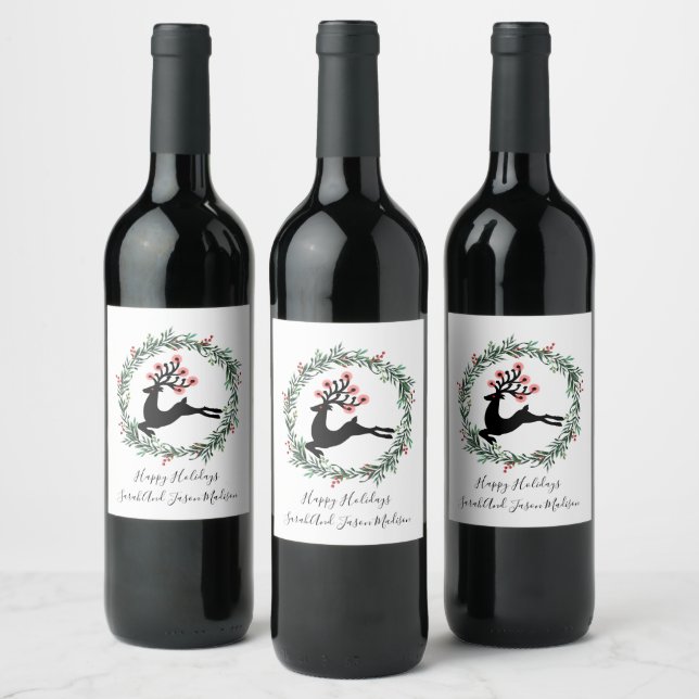 Étiquette Pour Bouteilles De Vin Reinder Nom personnalisé Noël (Bouteilles)