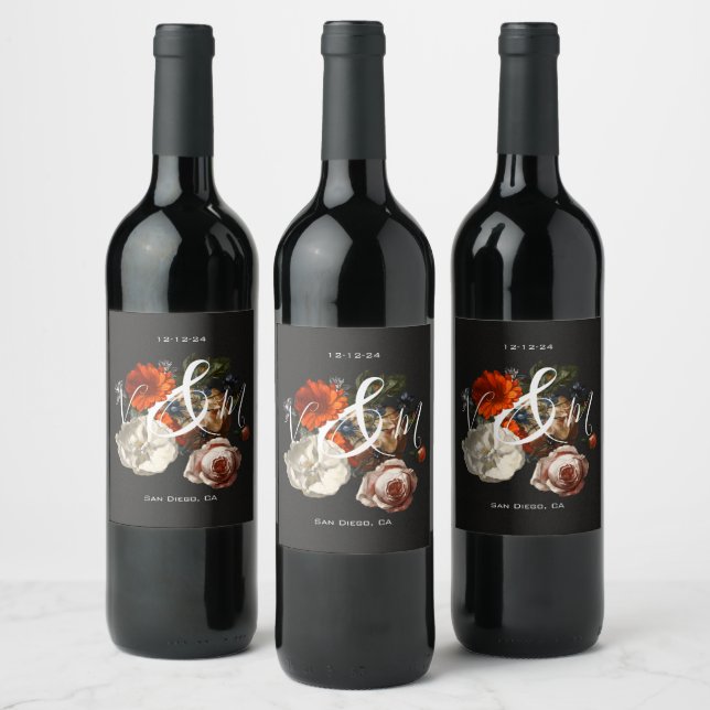 Étiquette Pour Bouteilles De Vin Rembrandt Dark & Moody Floral (Bouteilles)