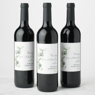 Étiquette Pour Bouteilles De Vin Remerciement de Baby Shower Mariée au Eucalyptus A