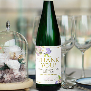 Étiquette Pour Bouteilles De Vin Remerciement de mariage floral pastel de printemps