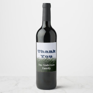 Étiquette Pour Bouteilles De Vin Remerciement Gazon Vert et Ciel Famille Appréciati