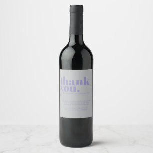 Étiquette Pour Bouteilles De Vin Remerciement Minimaliste simple élégant Lavande Ar