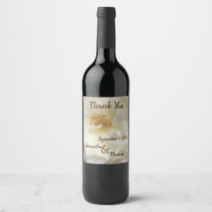 Étiquette Pour Bouteilles De Vin Remerciements de mariage Jolie rose blanche floral