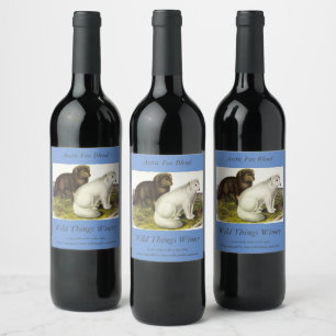 Étiquette Pour Bouteilles De Vin Renard arctique (renard blanc, renard polaire, ren