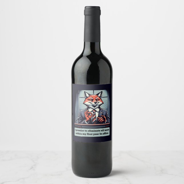 Étiquette Pour Bouteilles De Vin Renard présidentiel - Drôle animal de satire polit (Devant)