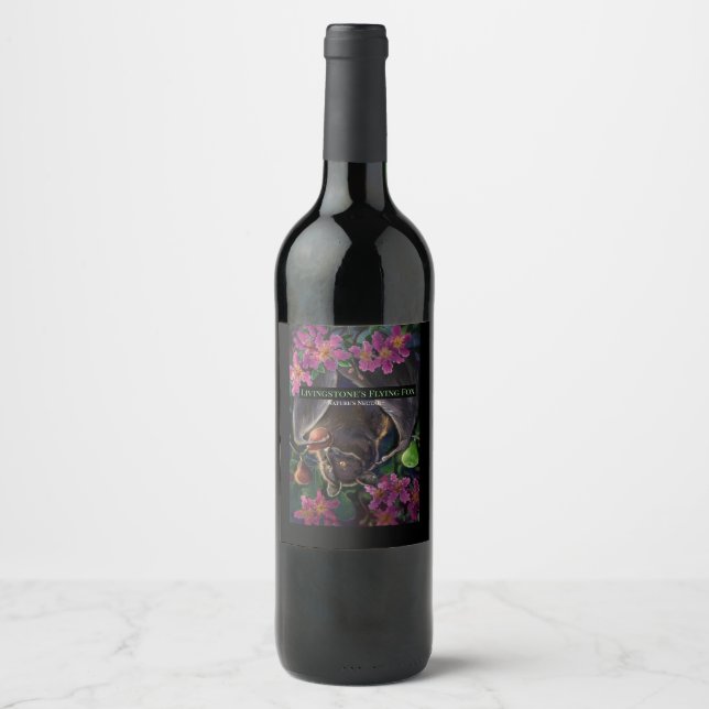 Étiquette Pour Bouteilles De Vin Renard volant Livingstone (Devant)
