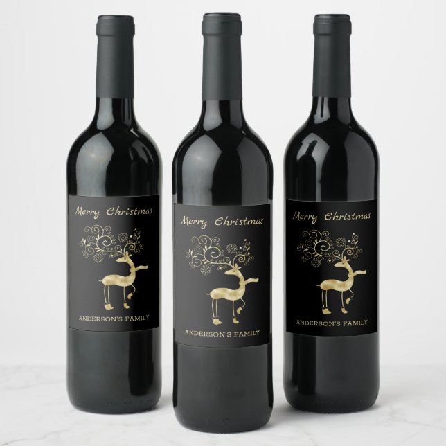 Étiquette Pour Bouteilles De Vin Rennes dorées florales (Bouteilles)