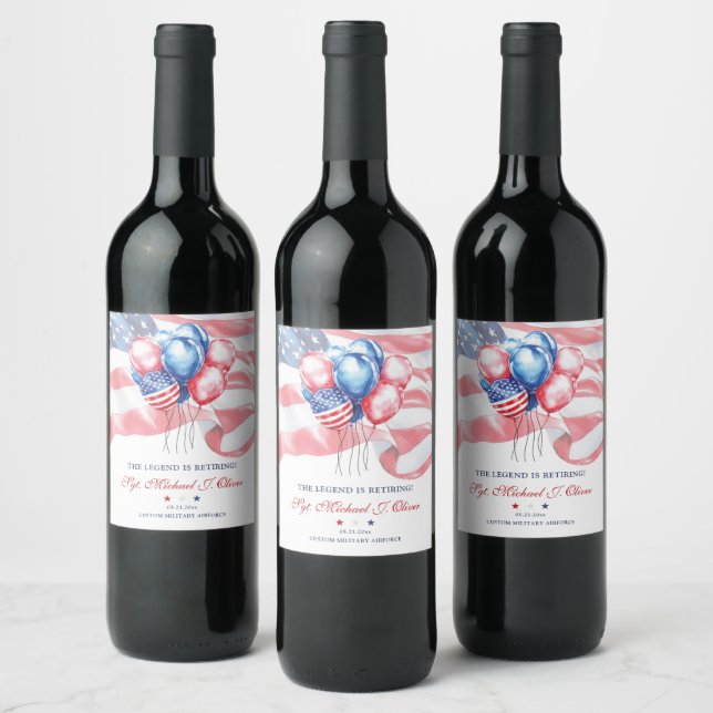 Étiquette Pour Bouteilles De Vin Retraite personnalisée de l'armée américaine (Bouteilles)
